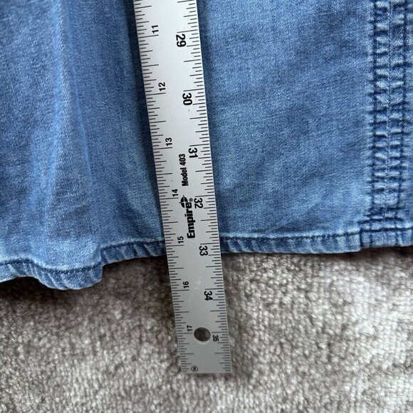 Zara Dress XS Womens Blue Chambray Tunic Mini Boxy Popover V Neck Pockets - Picture 5 of 6